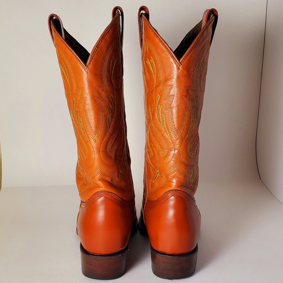 Big Bull Western Cowboy Boots Men's Reddish Brown and Tan Size 9 D Vintage - Picture 4 of 16